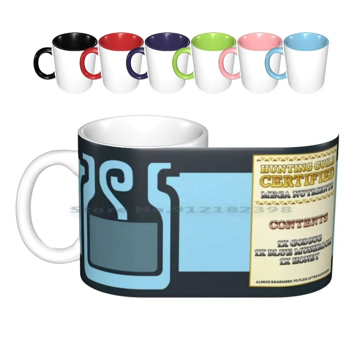 Guild Mugs-Mega Nutrients Ceramic Mugs Coffee Cups Milk Tea Mug Monster Hunter Monster Hunter Potion Mega Potion Mega 3ds Mh4u