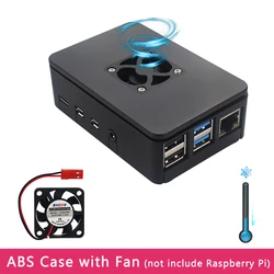 Raspberry Pi 4 Case ABS Shell Enclosure Box Black Housing compatible Cooling Fan for Raspberry Pi 4 Model B