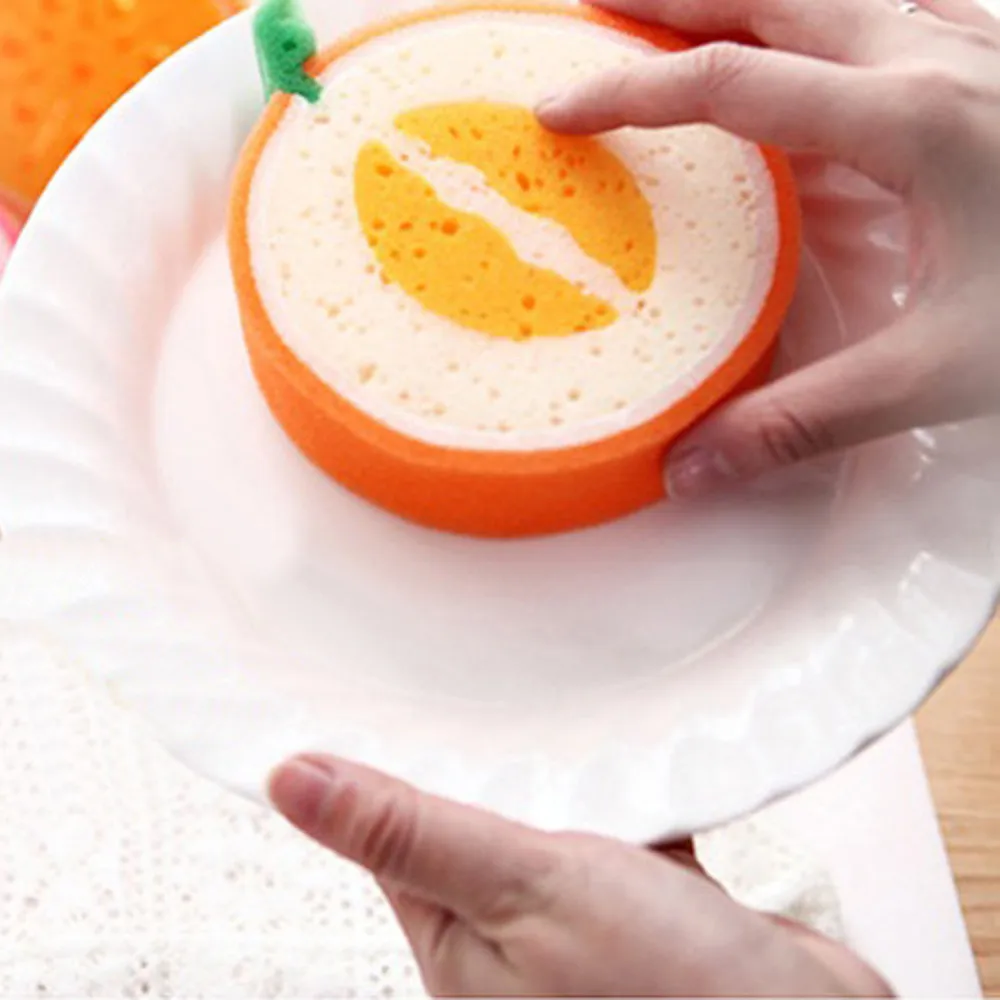 Household Fruit Sponge Dishwashing Cloth Scour Pad Dish Bowl Pot Easy To Clean Scrubber Sponge Kitchen Brushes Scrub Towels