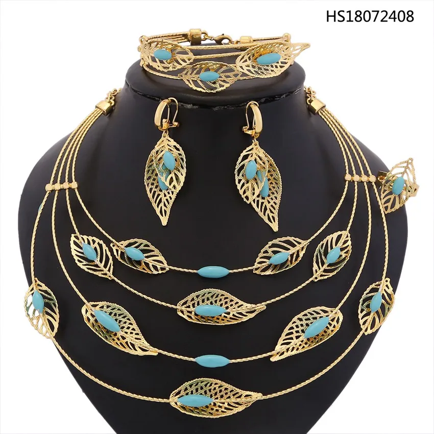 New 24K Gold Plated Sunflower Jewelry Set Luxury Exaggerated Brazilian Gold Woman Wedding Jewelry Accessories Wholesale Price