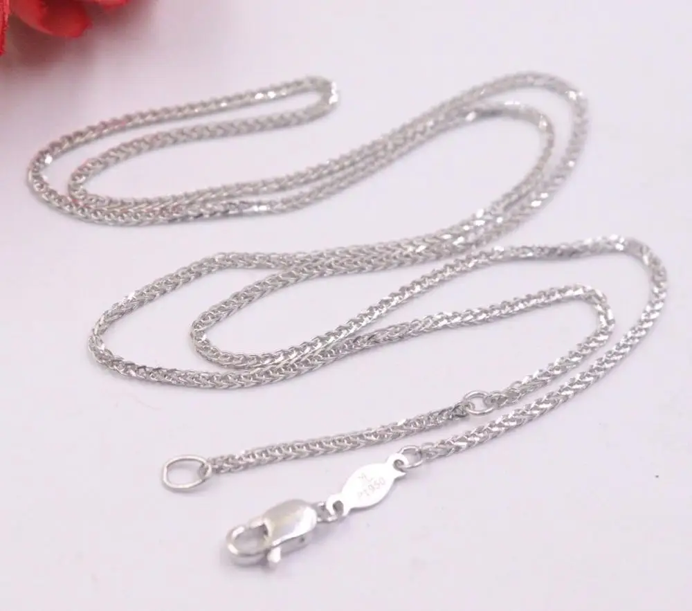 

New Pure Platinum 950 Necklace 1.11mm Wheat Link Chain Necklace 17.71''L Pt950