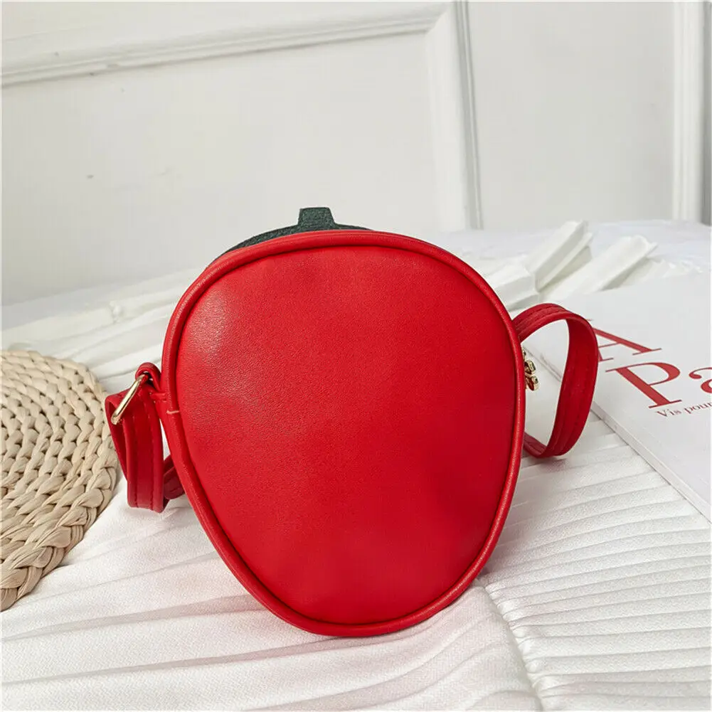 새로운 키즈 소녀 과일 핸드백 블링 숄더 백 딸기 파인애플 스팽글 PU 라운드 크로스 바디 지갑 지갑 베이비 액세서리