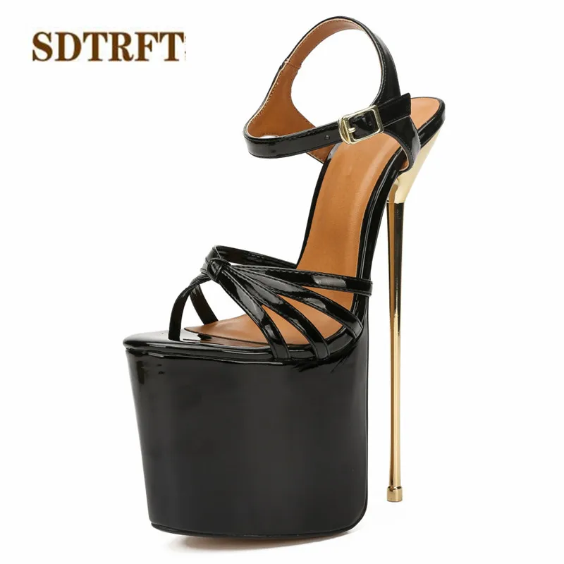 SDTRFT Women Gladiator Party Sandals Summer 22cm thin High Heels Dress Platforms Shoes Peep Toe Buckle pumps Plus:38-44 45 46