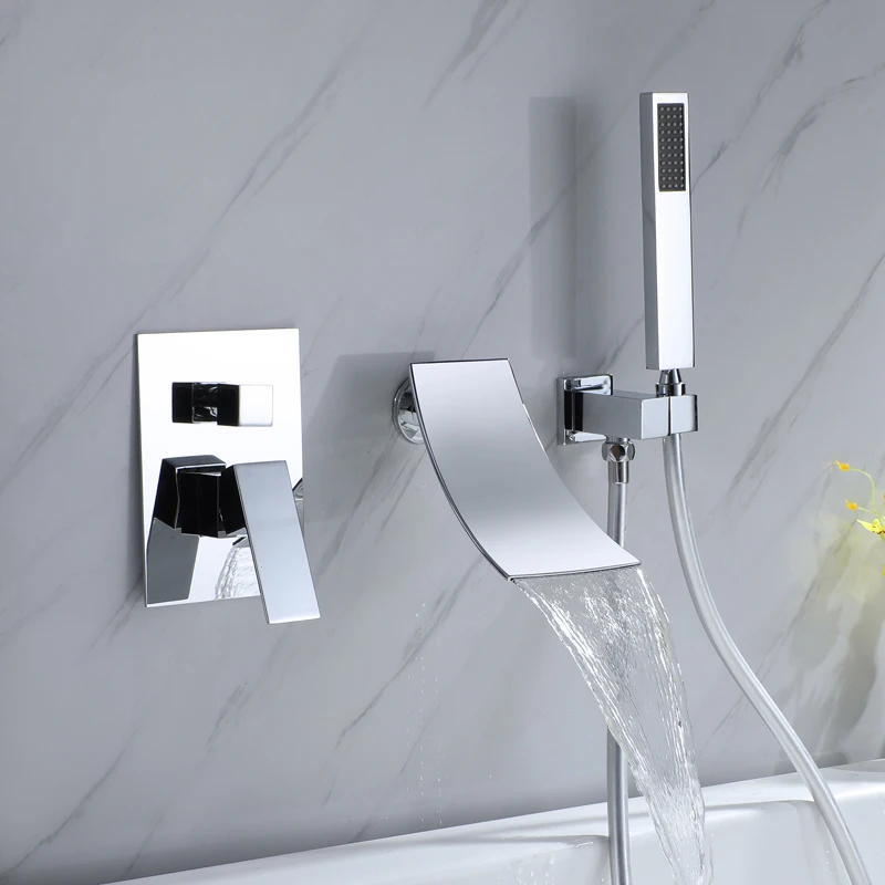 Bathtub Shower Faucet Concealed shower waterfall shower swing nozzle dual-function Wall Mounted  set hot and cold water bothroom