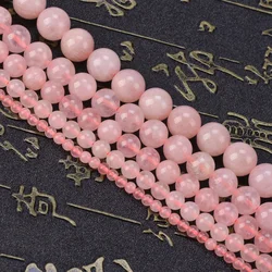 4mm 6mm 8mm 10mm 12mm 14mm 16mm Round Natural Rose Quartz Stone Loose Beads Lot For Jewelry Making DIY Crafts Findings