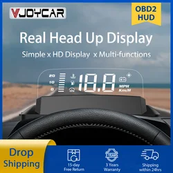 Vjoycar 2023 Unique HUD Mirror R4 Head Up Display OBD2 Speed Projector Security Alarm Water Temperature Overspeed RPM Voltage