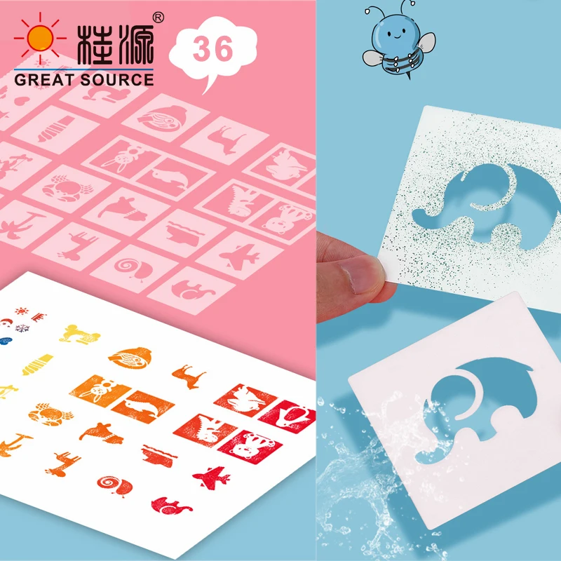 Childeren Electric Ink-jet Pen USB Charging 12 Colors Washable Ink 36 Cartoon Mold(1Set)