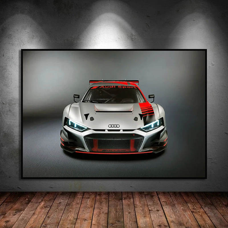 Supercar Audis R8 LMS GT3 Racing Sport Cars Modern Canvas Painting Posters and Prints Wall Art Pictures Boys Home Decor Cuadros