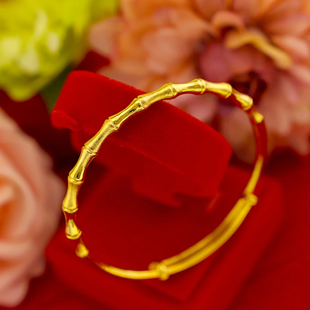 

Bamboo Design Bangle Yellow Gold Filled Womens Fashion Bracelet Adjust Wedding Party Jewelry Gift