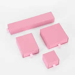 12Pcs New Arrive Pink Jewelry Packaging Box Kraft Paper Favour Bulk Gift Display Boxes Bag Necklace Bracelet Storage Case