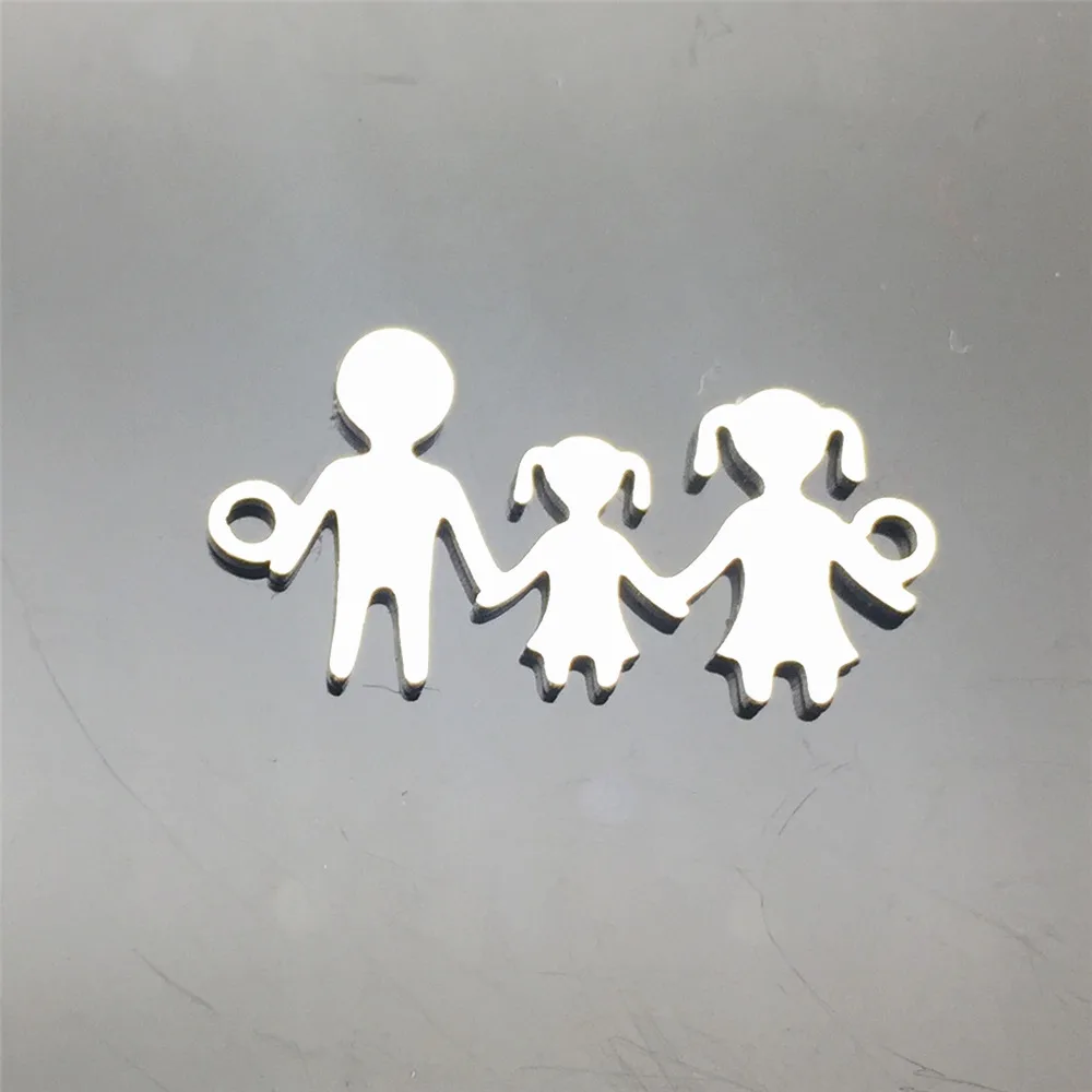 Steel Color Family Jewel Diy Accessory Family Members 10pcs Hand with Hand Pendant