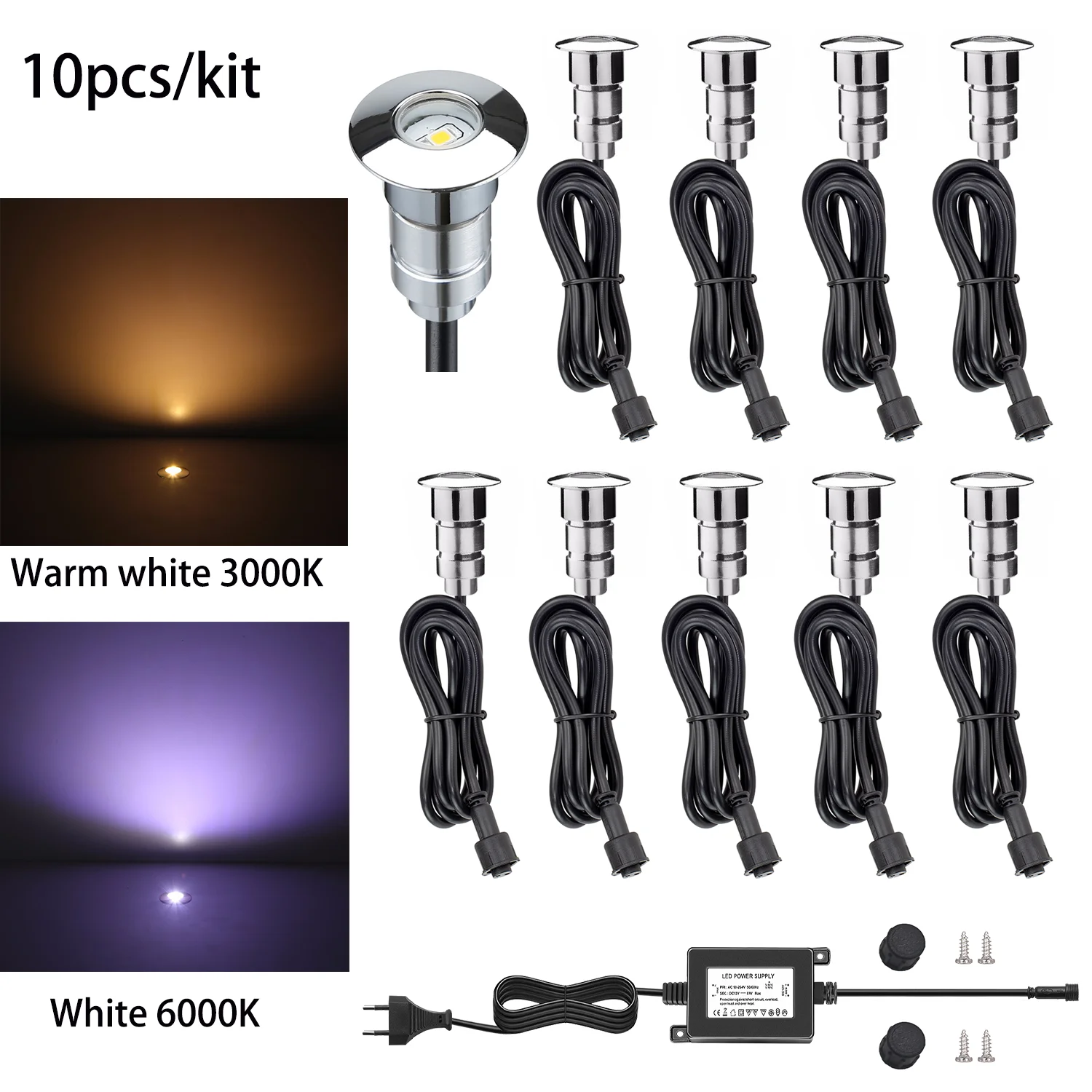 

10pcs/lot Grondspot Light Warm white Cold White Blue Emitting color Waterproof IP67 Driveway Lighting Underground Lamp Led
