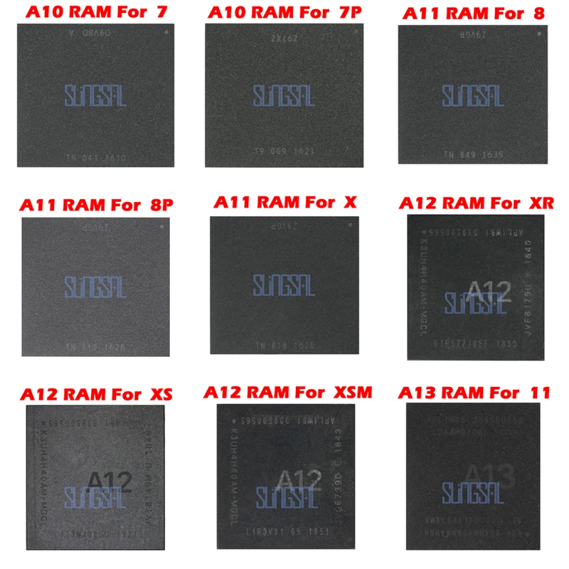 1pcs RAM IC A6 A7 A8 A9 A10 A11 A12 A13 CPU upper layer For 5 5S 6 6P 6S 6SP 7 7PLUS 8 8P X XR XS MAX 11 PRO MAX RAM IC Chip