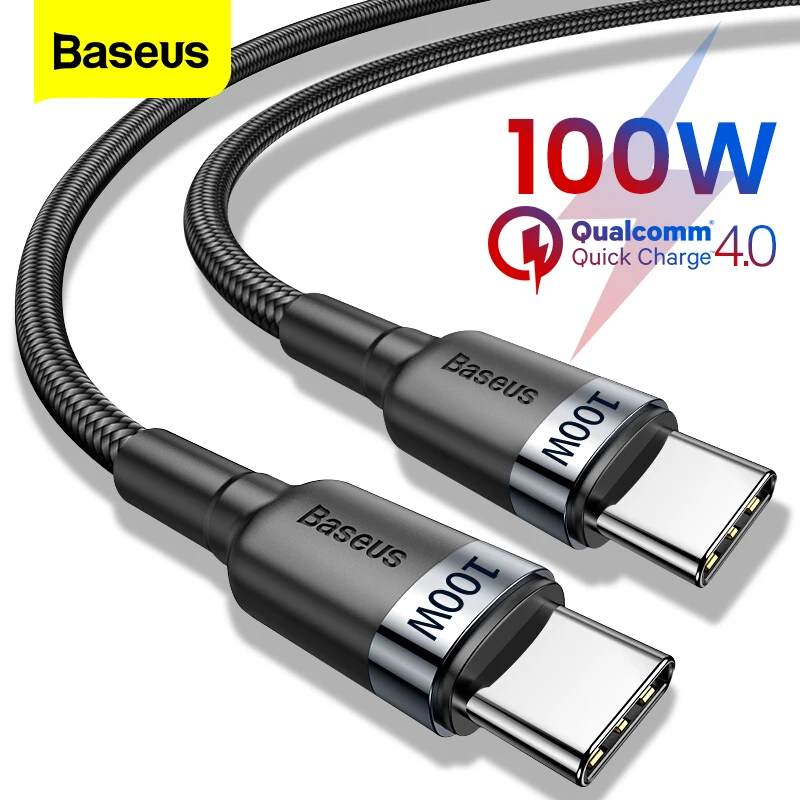 Baseus USB C to USB Type C Cable for Xiaomi Redmi Note 8 Pro Quick Charge 4.0 PD 100W Fast Charging for MacBook Pro Charge Cable