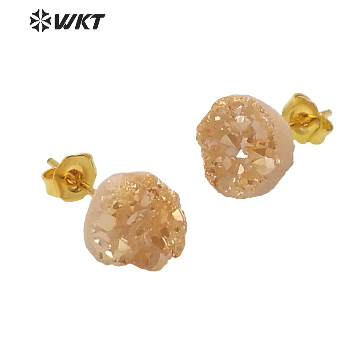 

WT-E651 Elegant Natural Irregular Shape Druzy Quartz Stone Earring Earring Shining Earring 2021 Hot Women Gift Seven Colors