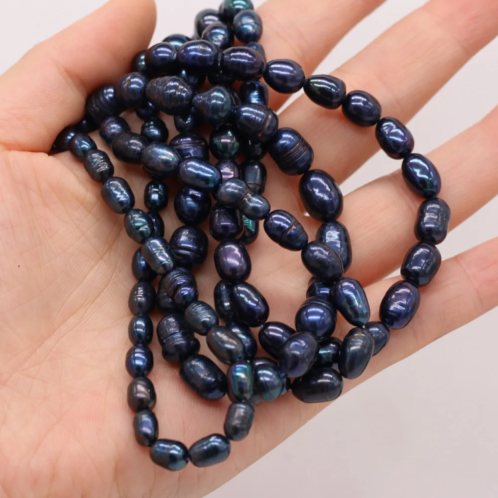 Natural Freshwater Black Pearl Bead Rice Shape High Quality AA Pearl Beaded for Jewelry Making DIY Earring Bracelet Necklace