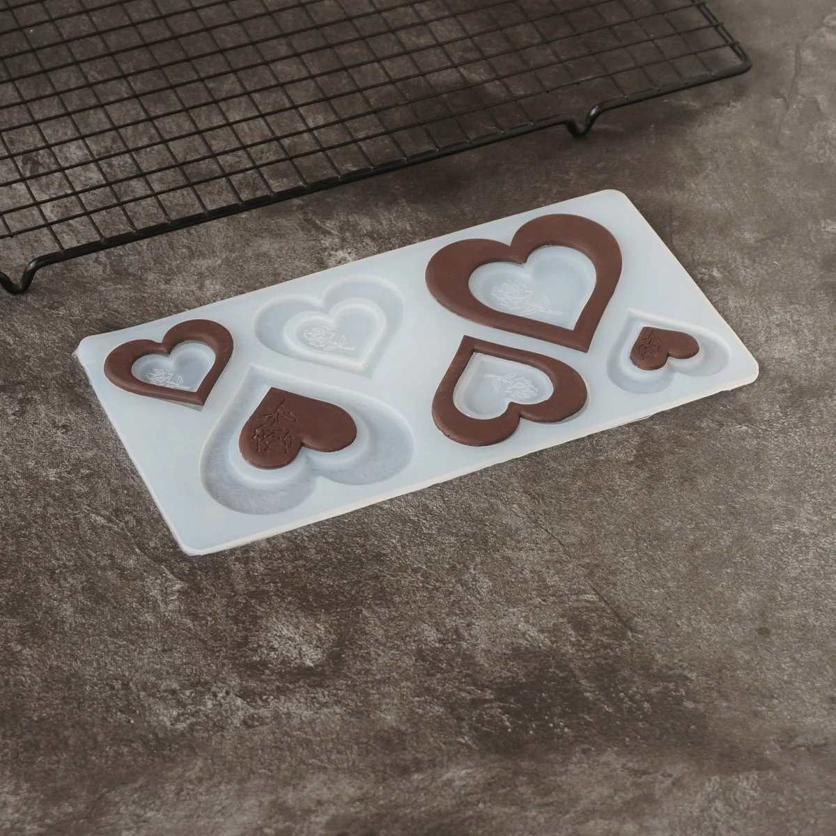 Multiple Heart Shape Chocolate Silicone Mold Cake Top Decorating Hollow Out Heart Shape Transfer Sheet Mould Cake Top