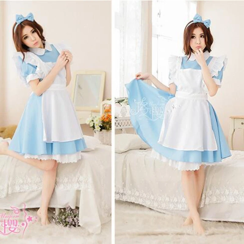 Halloween Vrouwen Kostuum Volwassen Anime Alice In Wonderland Blue Party Dress Alice Droom Vrouwen Sissy Maid Lolita Cosplay