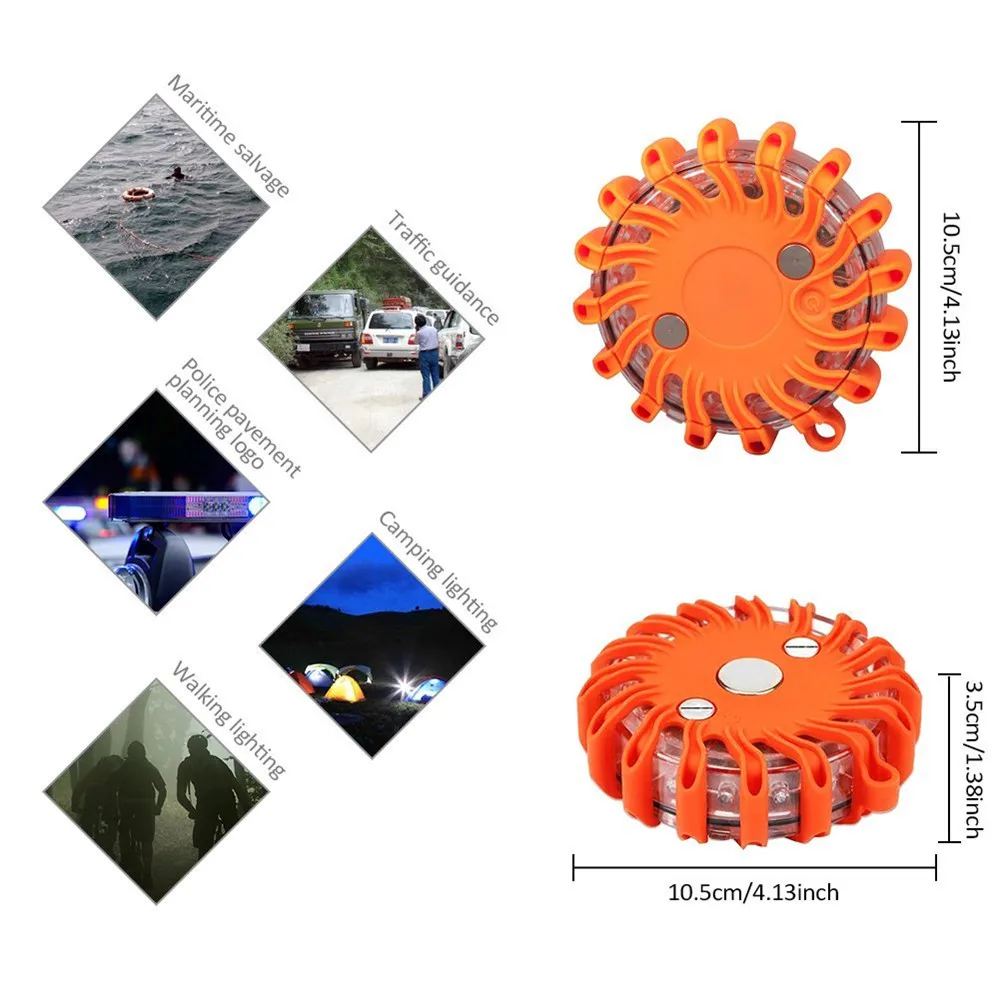 USB Rechargeable Magnetic Emergency Roadside Safety Light IP44 Road Flares Rescue Light LED Strobe Warning Light Car Beacon Lamp