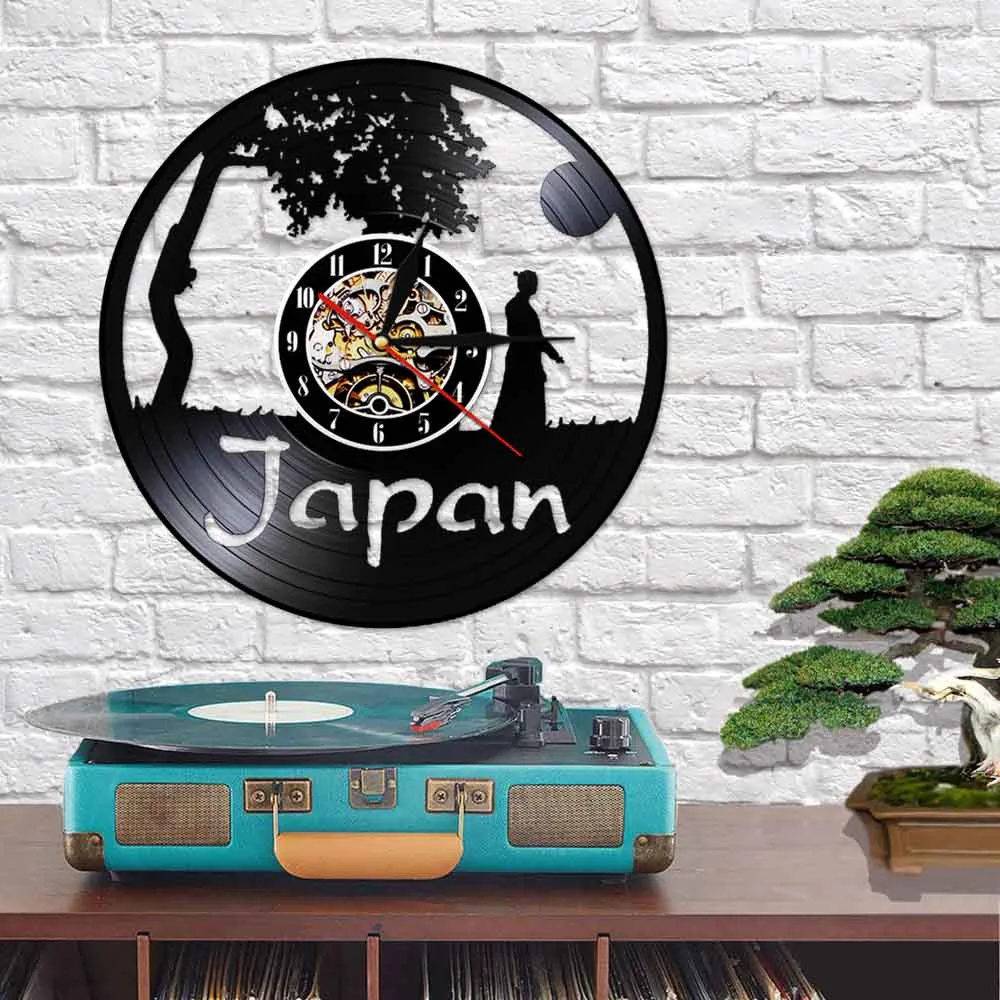 Japan Asia Art LED Light Sign Vinyl Record Wall Clock Vintage 12