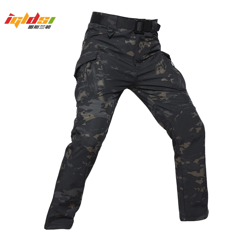 Men's Waterproof Winter Fleece Warm Cargo Pants Male IX9 Style Soft Shell Camouflage Pants Long Trousers 5XL