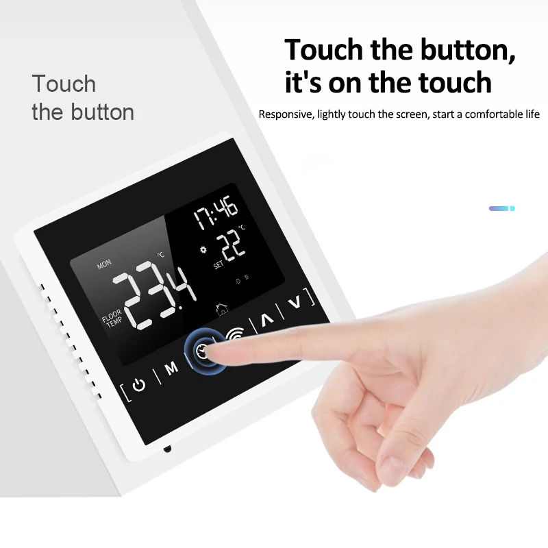 LCD Touch Screen Thermostat AC85-240V Smart Thermostat Temperature Controller for Water Electric Floor Heating Gas Boiler Works