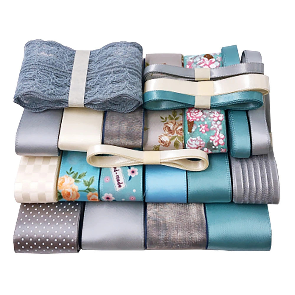 

High Quality,22/Pcs ​Mixed Pastoral Grey Ribbon Set For DIY Handmade Gifts&Crafts Packing Box,Girl Hair Ornament Accessories