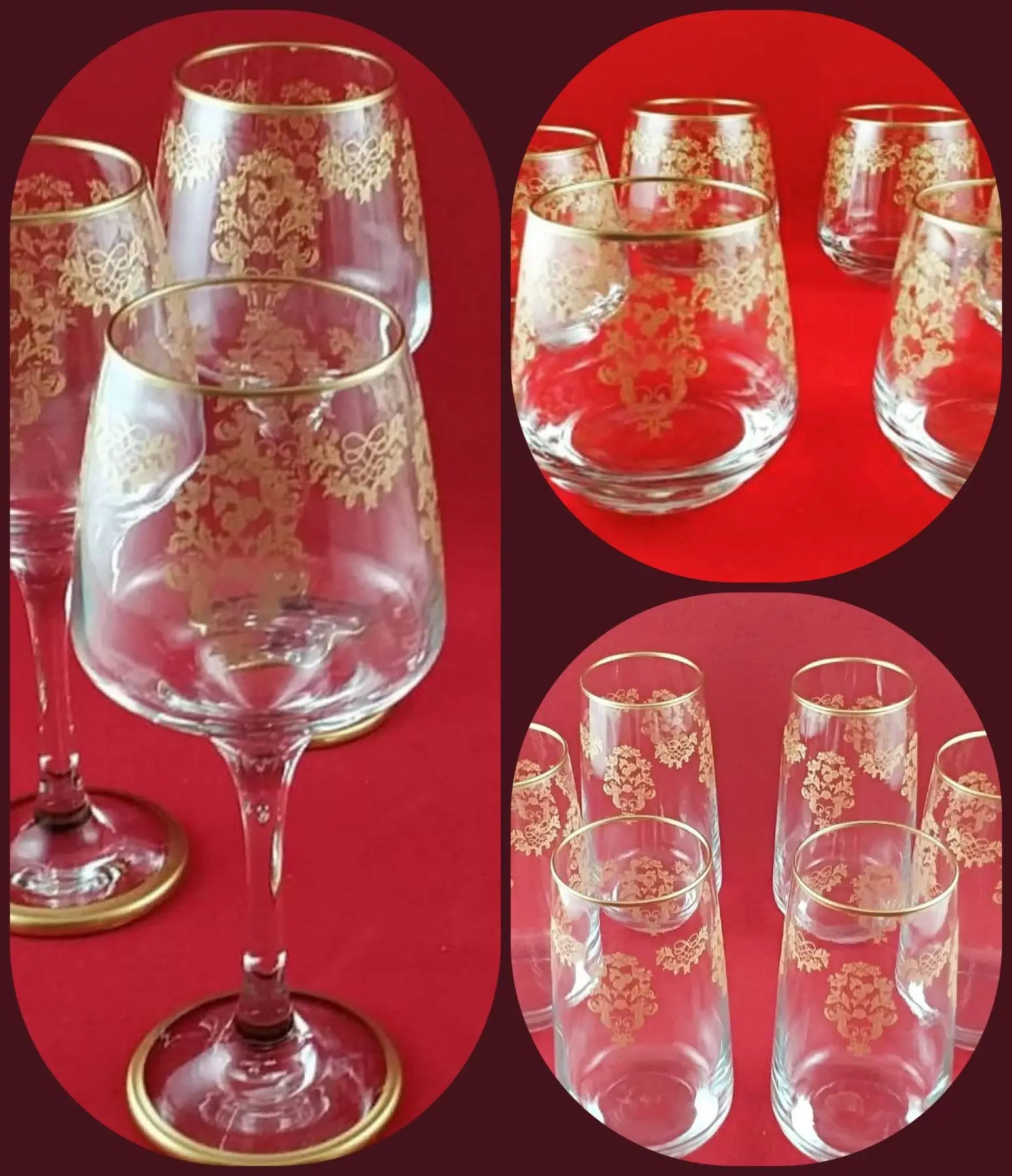 

DOLBOVI18 Part Gold Patterned Glass Floor Standing Water Goblet Meşrubat cup Pad Dowry Set mug кружка coffee cup cup اكواب قهوه tazas