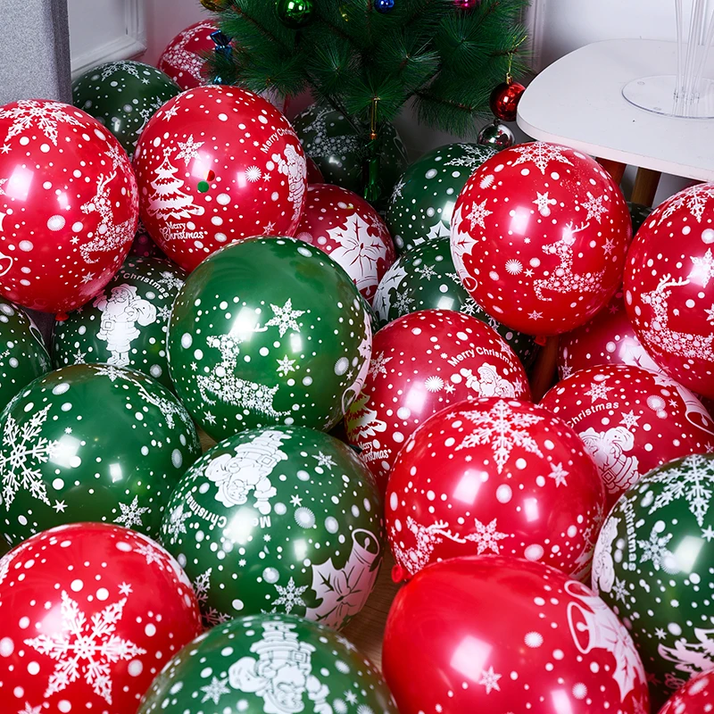 10/30pcs Christmas Latex Balloon Golden Green Balloon Confetti Air Christmas Tree Birthday Party Kids Decoration Wedding Supplie