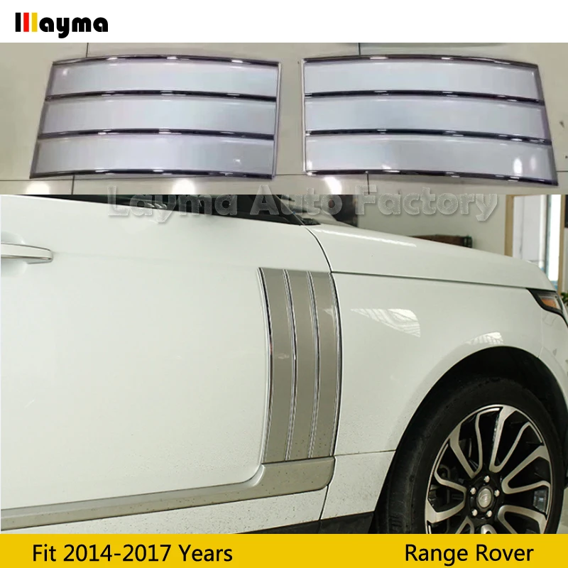 

Side Fender Door Air Vents Kit Trim Silver Chrome line For Land Rover Range Rover Vogue 2014 - 2017 years car front fender