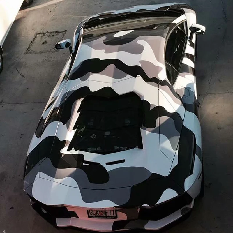 Newest Black White Grey Camouflage Vinyl Film Car Wraps Foils With Air Release Bubbles Free PVC Sticker