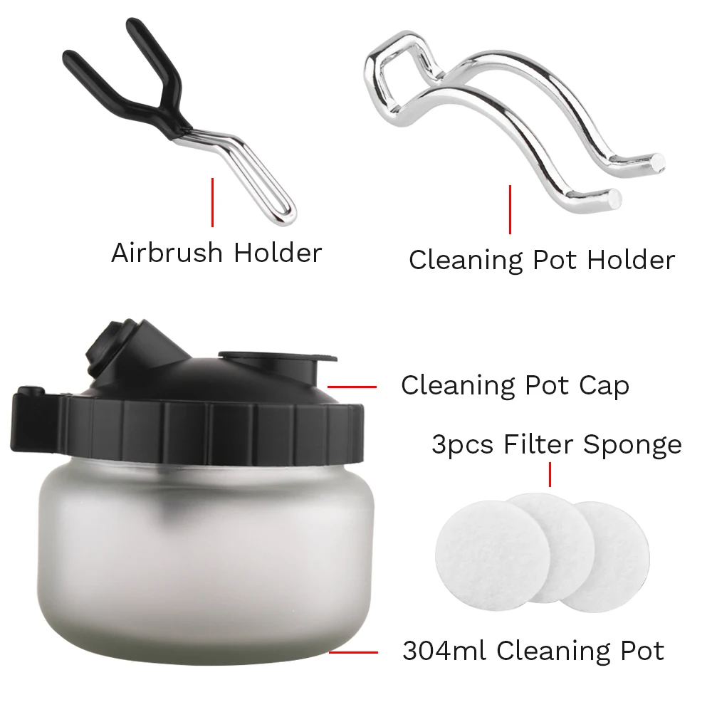 Airbrush Cleaning Pot Spray Gun Cleaner Glass Air Brush Easy Holder Clean Paint Jar Bottle Spray Gun Sprayer Clean Tools Set