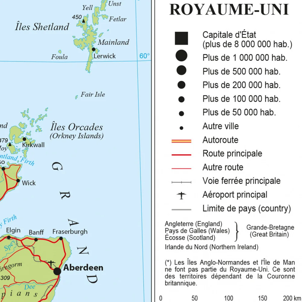 100*150cm o mapa de trânsito político do reino unido cartaz de parede francês pintura de lona em vinil material escolar decoração de casa