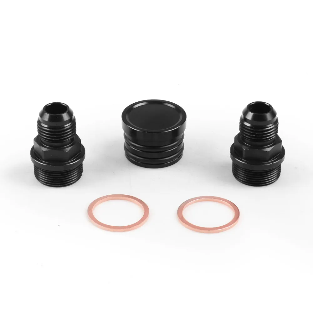 M28 To 10AN Rear Block Breather Fittings And Plug Black For Honda Acura B16 B18C Catch Can