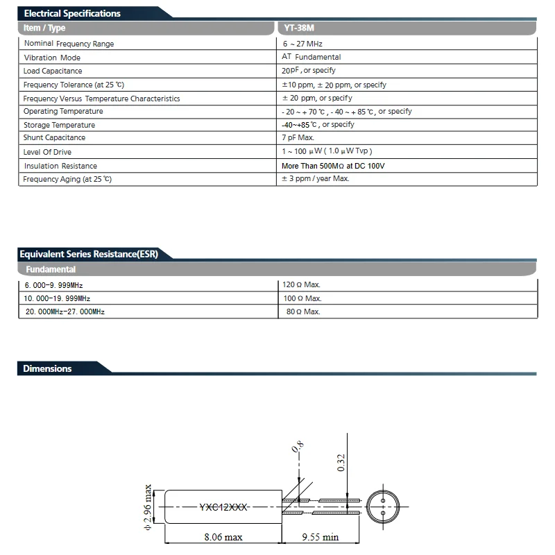 10PCS/Lot 2P 3080 Frequency Resonator Oscillator Quartz Crystal Cylender 3*8mm 4MHZ Oscillators 20PF ±20PPM Quartz Resonator