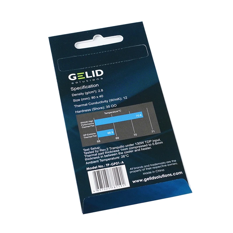 GELID Heat Dissipation Silicone Pad Thermal Mat For North South Bridge 12W/mk 80x40mm 0.5mm/1.0mm/1.5mm/2.0mm/3.0