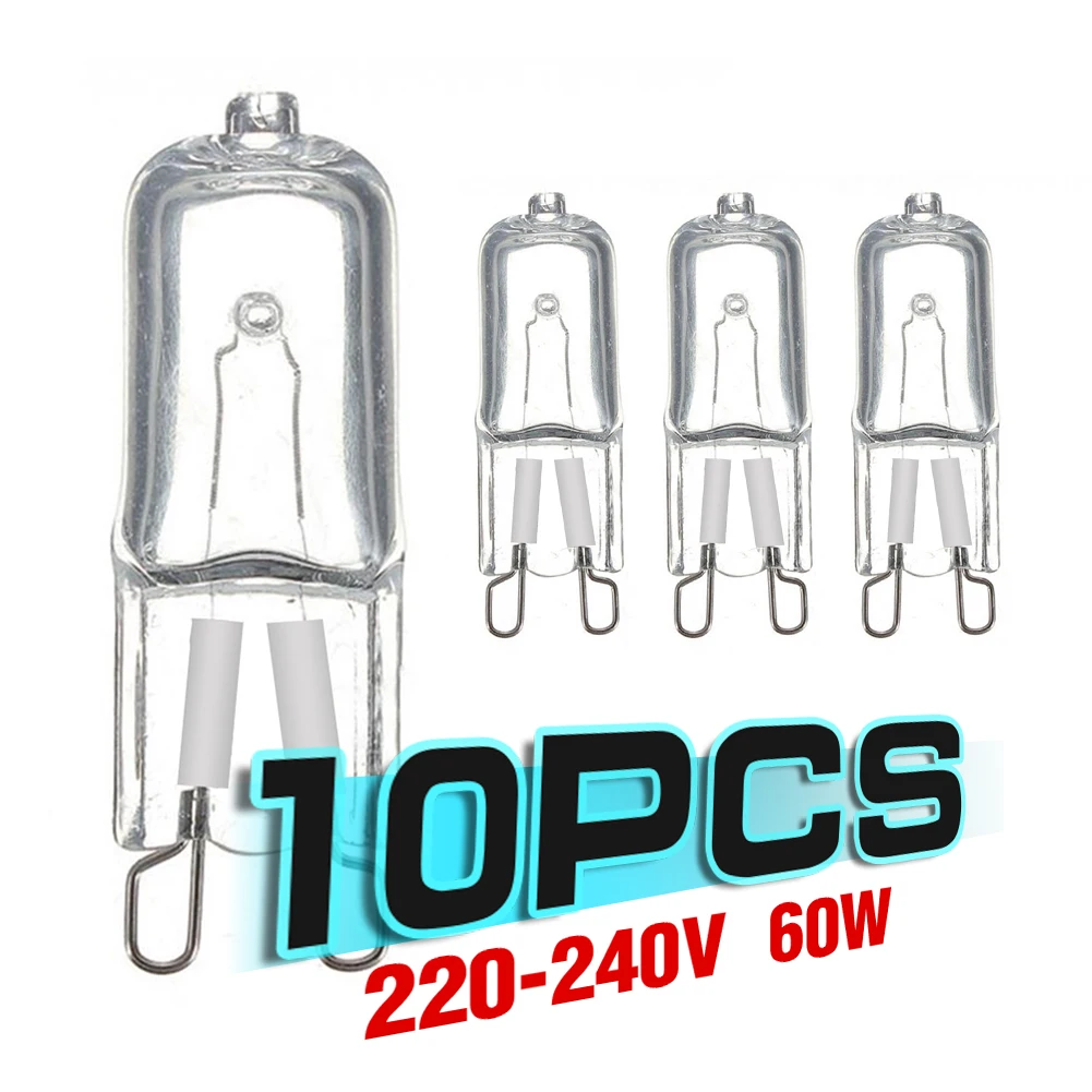 10Pcs 20W 25W 40W 60W G9 Oven Light High Temperature Resistant Durable G9 220V 230V Halogen Bulb Lamp for Refrigerators Ovens