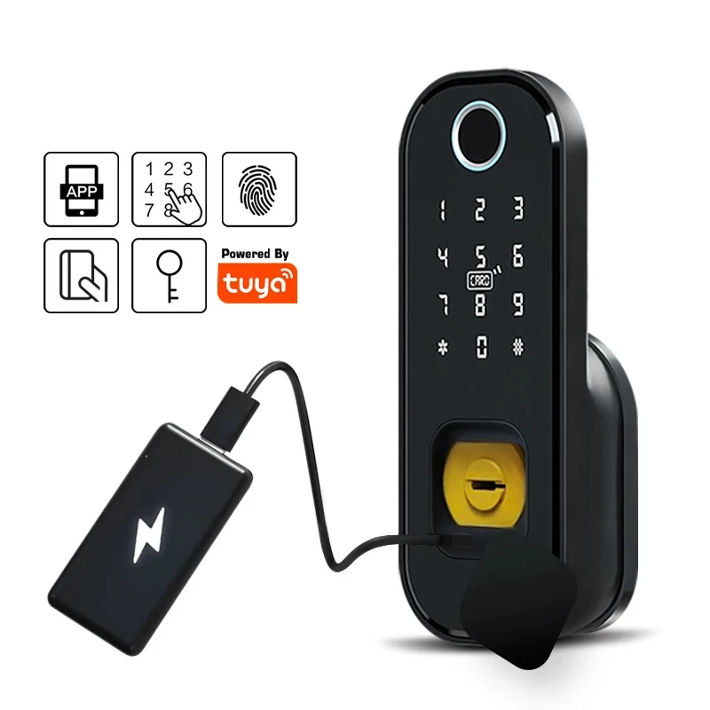 Waterproof Wifi Tuya Smart Locks Fingerprint Door Lock With Card Digital Code Electronic Rim Lock For Home Security Mortise