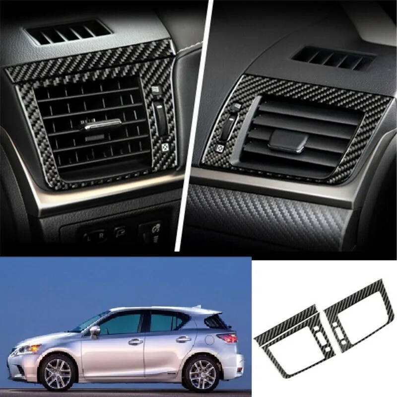 

Black Carbon Fiber Dashboard L&R Air Outlet Vent Trim Fit For Lexus CT200h 2011-2017