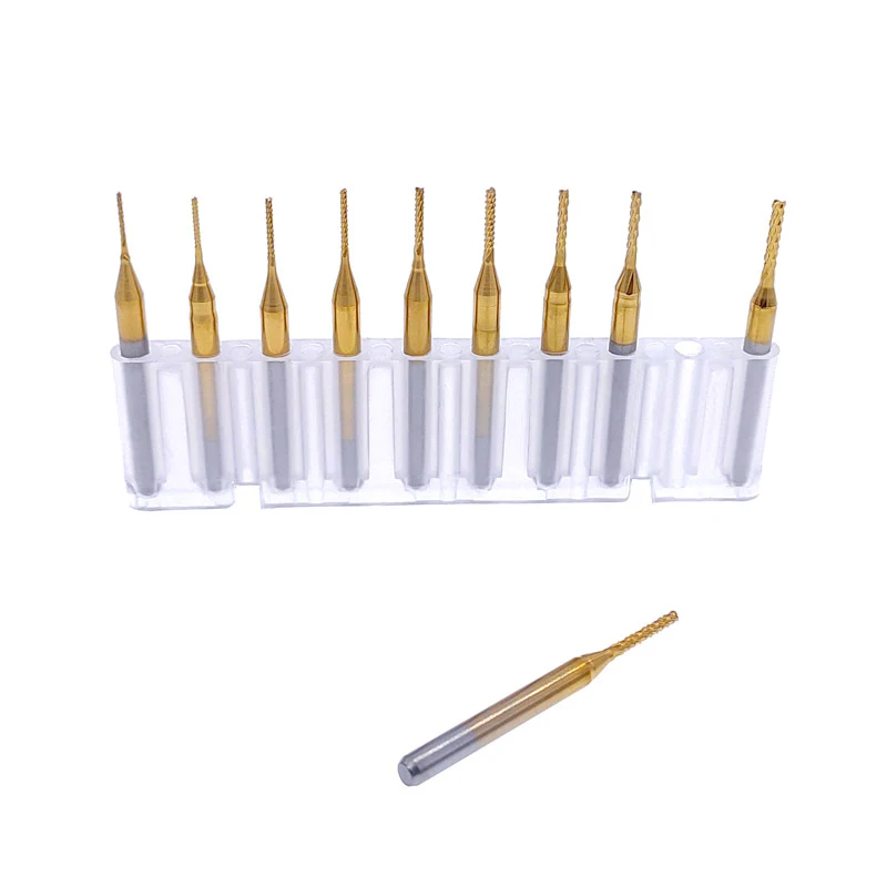 10 pieces 0.6-1.5mm Carbide PCB Corn Milling Cutter 3.175 Set Shank Machine Engraving Bit End Mill Milling Cutter For Metal