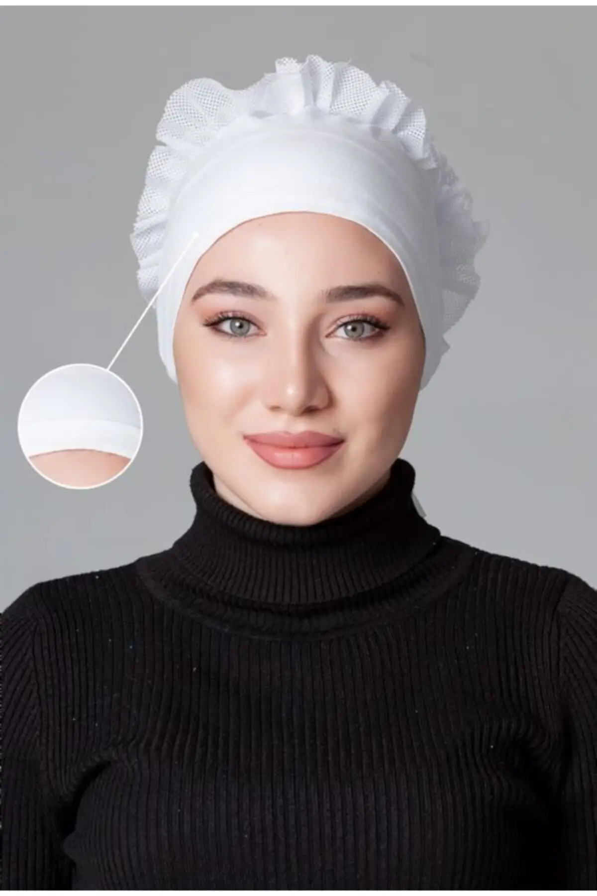 

White Women 'S Bathing Cap Combed Cotton Frilly Non-Slip Women hijab shawl color muslim hijap scarf hijab black white blue modern