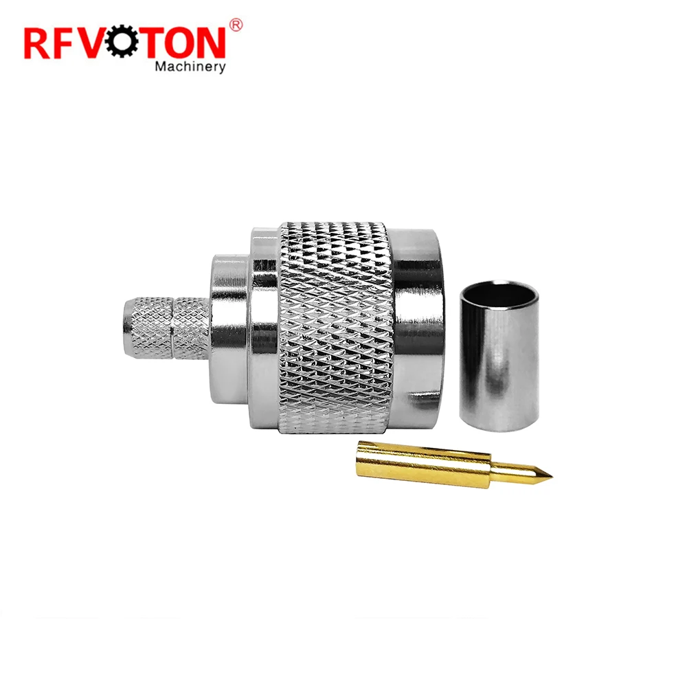 Free shipping 10pieces RF Crimp Connector N male plug for LMR240 4D-FB H155 RG59 Coaxial Cable