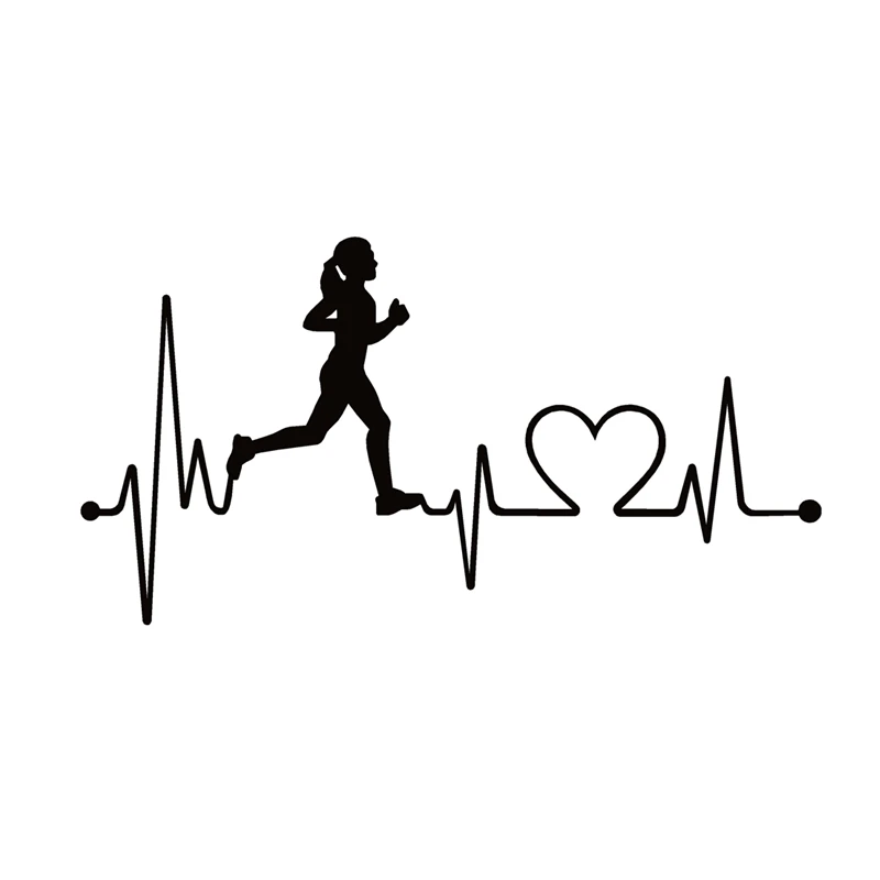 40749# Die-Cut Vinyl Decal Woman Jogger Run Heartbeat Lifeline Car Sticker Waterproof Auto Decors on Car Body Bumper Rear