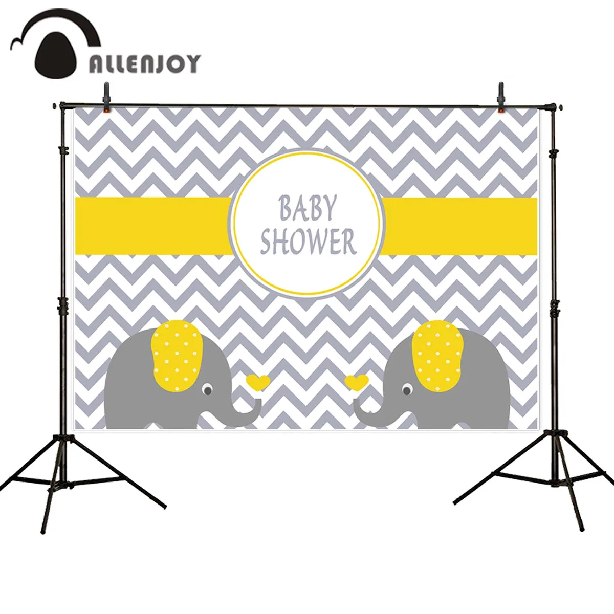 Allenjoy 사진 배경 쉐브론 노란색 코끼리 베이비 샤워 생일 배경 사진 스튜디오 사진 배경