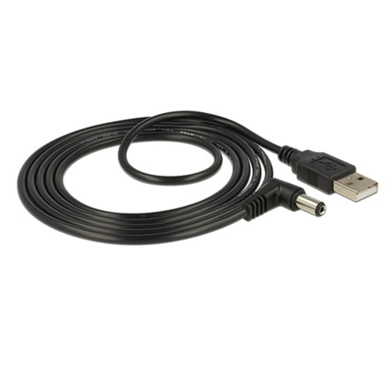 Câble d\'alimentation CC coudé noir 90 USB mâle à mâle, câble de charge, rallonge USB, 5.5x2.5mm, 3.5x1.35mm, 5.5x2.1mm, 0.8m