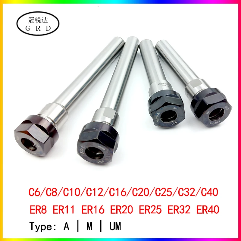 C6 C8 C10 C12 C16 C20 C25 C32 C40 Extension rod ER8 ER11 ER16 ER20 ER25 ER32 40 CNC Milling Lengthen Tool Holder ER Chuck Tools