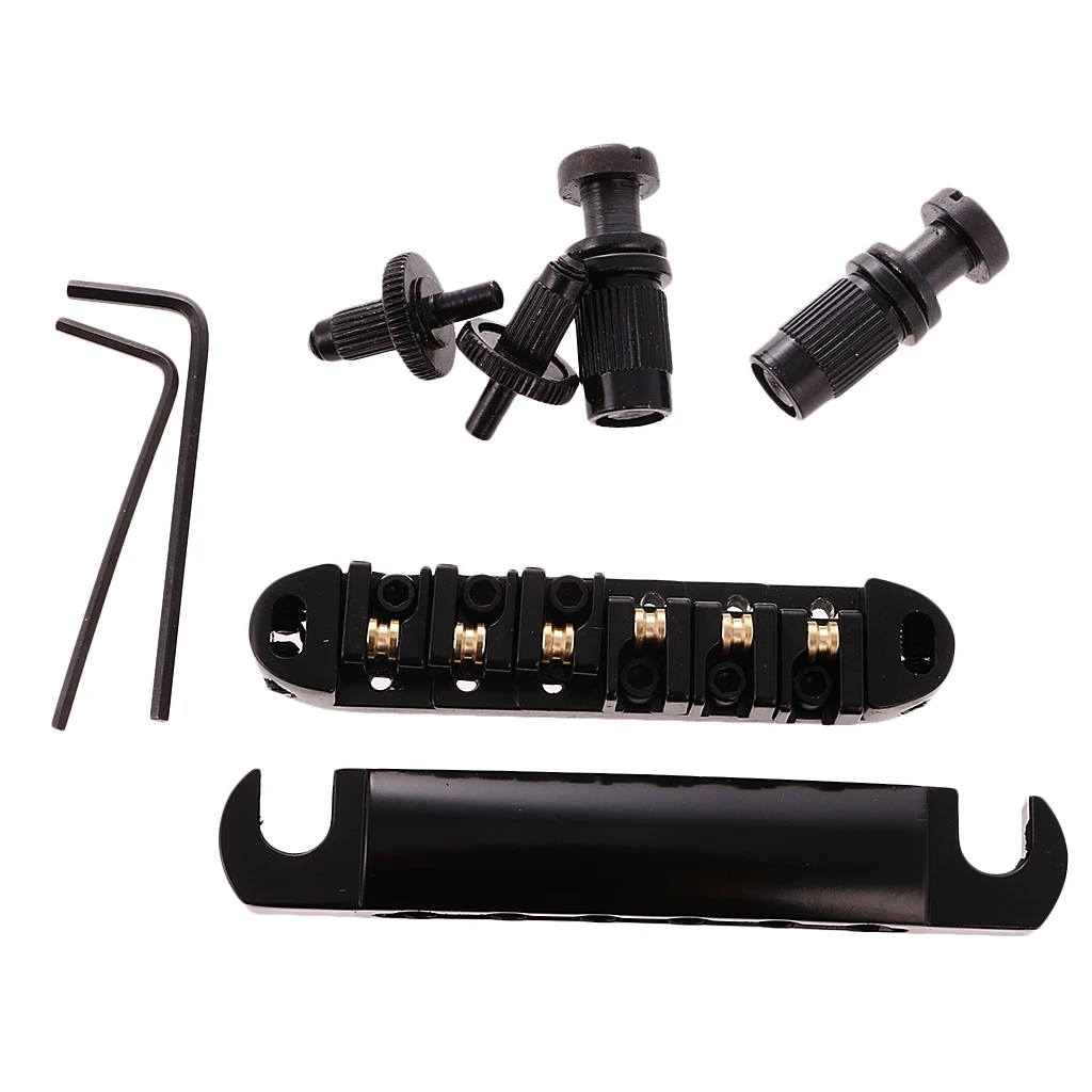 1 Set Metal Roller Saddle Bridge & Tailpiece for Gibson Les Paul Guitar Parts DIY