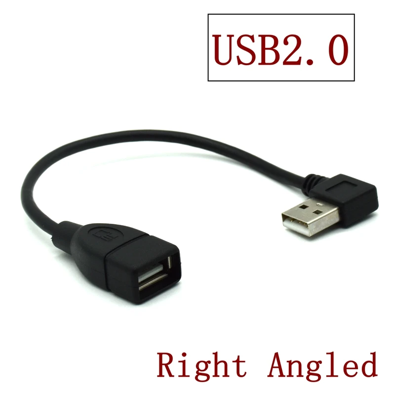 10cm 20cm 1m USB2.0 A Male To Female 90 Angled Extension Adaptor Cable USB2.0 Male To Female Right/left/down/up Black Cable Cord