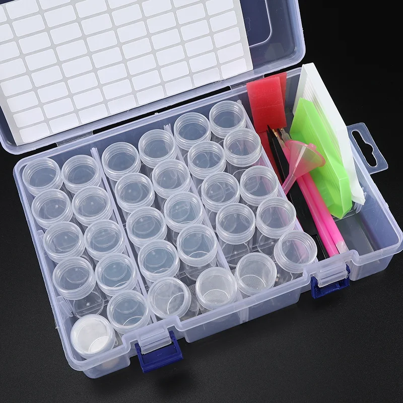 40/60 Bottles Box Transparent Container Case Diamond Painting Accessories Diamond Embroidery Beads Storage Box Organizer Tools