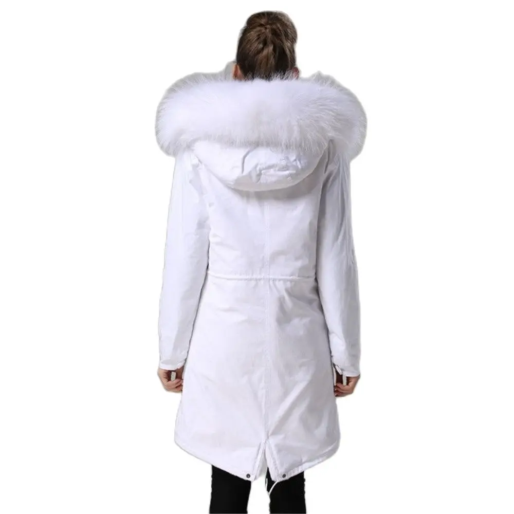 Newest Real Fox Withe Winter Coat Elegant Cheapest Fashion Women Long Fur Parka Causal Wear